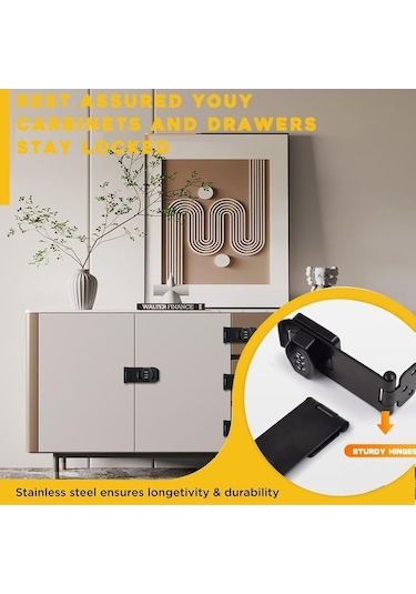 Ulzyvf Siyah Parola Paket, Kombinasyon Kilidi, Kapı İçin Hasp Güvenlik Kiliti, Döner Basamaklı 2 Adet