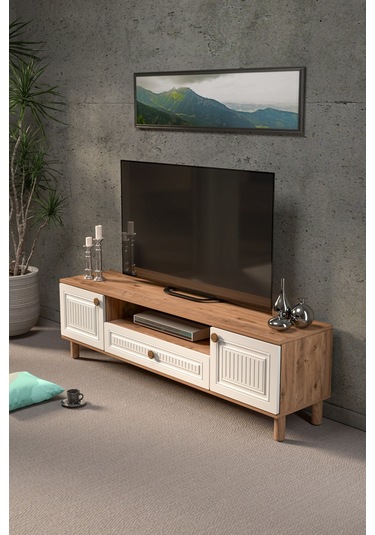 Bohem 180 Cm Mdf Kapak Tv Ünitesi Ceviz - Beyaz