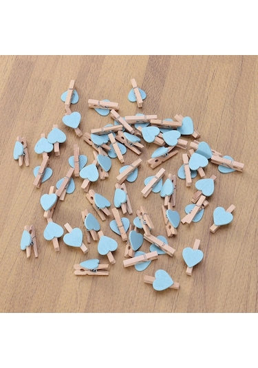 Sarı-50 Adet Po Klip Aşk Müzik Notu Dekor Kalp Şeklinde Ahşap Plastik Clothespins