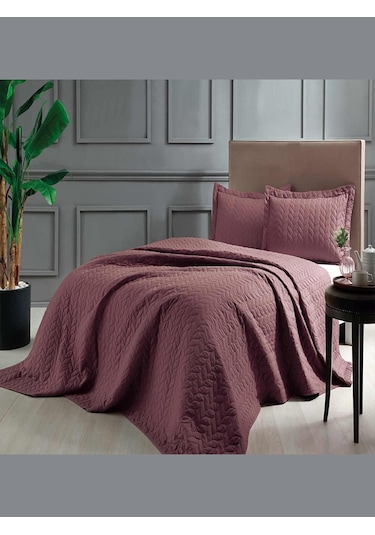 Taç Yatak Örtüsü Seti Glory Bordo Çift Kişilik