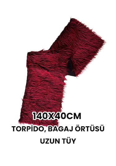 Pelüş Torpido Koruma Örtüsü Uzun Tüylü Kırmızı