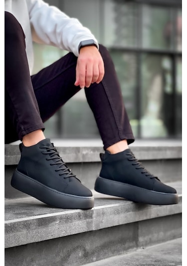 Le10 Bağcıklı Erkek Yüksek Siyah Taban Siyah Spor Bot bb-le10-komur-10845 001