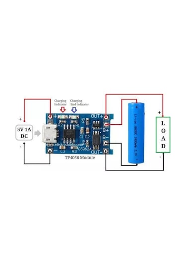 Goujon Li-ion 18650 Şarj Modülü, Tp4056 Micro Usb, 10 Adet 250138899