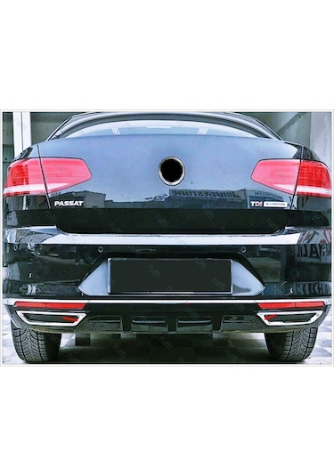 Vw Passat B8 Krom Arka Tampon Alt Çıta 3 Prç P.Çelik 2014-2019