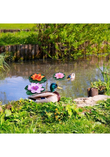 Fosenze 10cm Pembe Simülasyon Lotus Çiçeği - Akvaryum Havuz Göl Dekorasyonu - Su Üstünde Yüzen Sahte Lotus - Dayanıklı Eva Malzeme