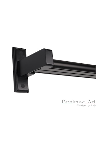 Napoli Ahşap Başlıklı 3 Kanallı Alüminyum Dekoratif Ray Korniş Modern Rustik Beyaz 100 Cm Beyaz