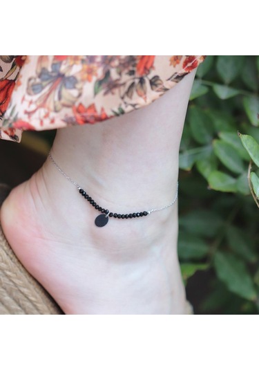 Oniks Taşlı Pul Gümüş Halhal Gümüş