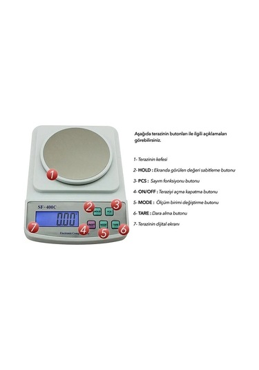 Sf 400c Plus Dijital Terazi 600gr / 0.01gr 5468 Çok Renkli