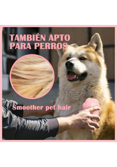 Hombey Kedi Köpek Saç Dökülmesini Azaltan Elektrikli Buhar Spreyli Fırça - Saç Çabuklanmasını Önleyen, Saçları Parlatıcı Kedi Ayak Desenli Pembe