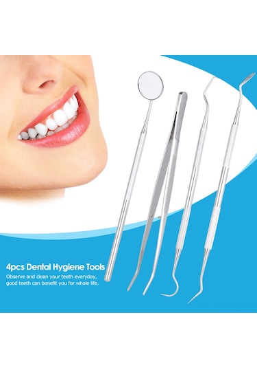 Samdoo Stainless Steel Diş Bakımı Aleti Seti - Profesyonel Dişçi Gereçleri: Ayna, Prob, Skaler Ve Pinçer İle Evde Diş Temizliği Ve Kontrolü