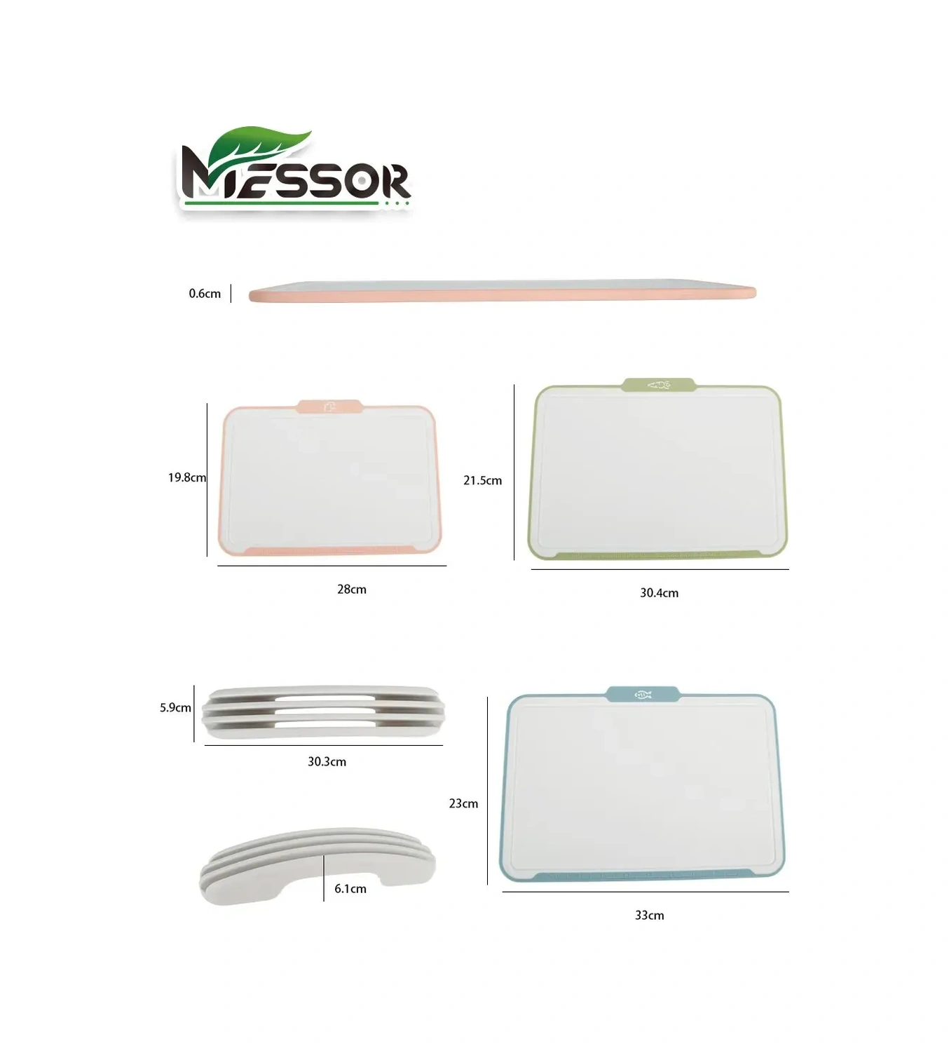 Messor Plastik Kesme Tahtaları Standlı 3 Adet 332674353 Gri