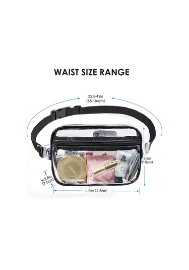 Fosenze Stadyum Onaylı Şeffaf Bel Çantası - Spor, Konser Ve Günlük Kullanım İçin Pratik Ve Su Geçirmez Siyah