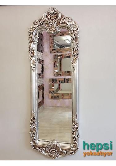 Klasik Model Gümüş Renk Varaklı Boy Aynası Gümüş