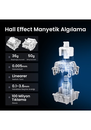 Gravastar Mercury V75 Hall Effect, Rapid Trigger 8.000 Hz Kablolu Manyetik Klavye + Xpro 32.000 Dpı Optik