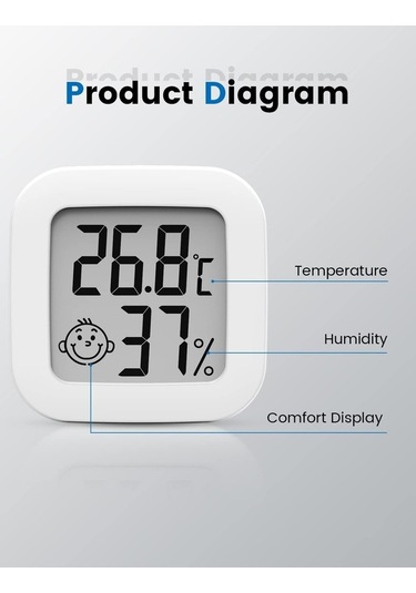 Zyzqstore Mini Termometre, Yüksek Doğruluklu Sıcaklık Ve Nem Ölçer, 1 Adet 1 Adet