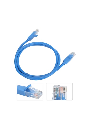 Fosenze 1m Uzunlukta Cat.6 Rj45 Ağ Kablosu - Gigabit Hızlı Veri Aktarımı, 8 Çekirdekli, Elektromanyetik Etkilere Dayanıklı, Mavi