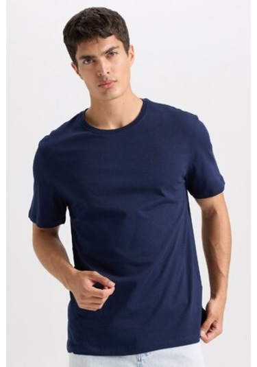 DeFacto New Regular Fit Bisiklet Yaka Basic Düz Kısa Kollu Tişört E1091AXNSNV135 Lacivert