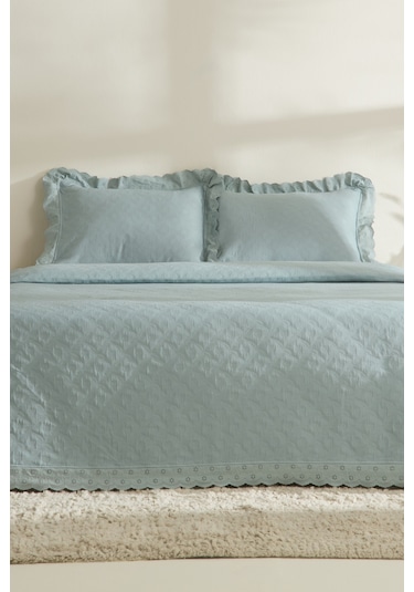 Karaca Home Arya Çift Kişilik Yatak Örtüsü Seti Mavi Mavi