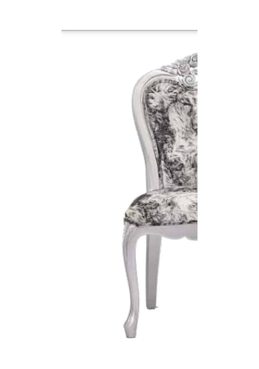 Bengimobilya Sandalye Zus005 Klasik Model Zebra Desen Eskitme Beyaz Oymalı Kay