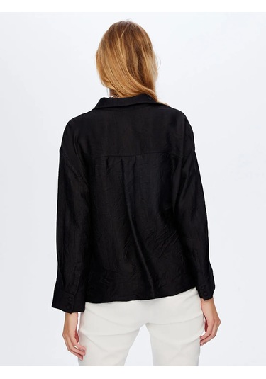 Faik Sönmez Metal Aksesuarlı Kendinden Dokulu Kadın Gömlek W26gml016 Siyah
