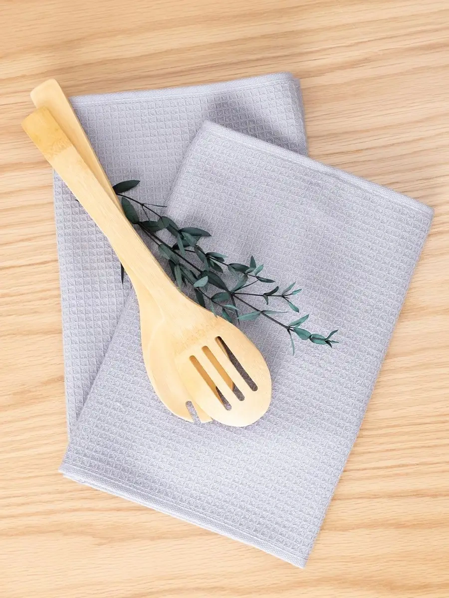 Vasilisa Waffle Desenli Mutfak Havlusu - Havlu 30x60 Cm 3'lü Set 162542981 Gri