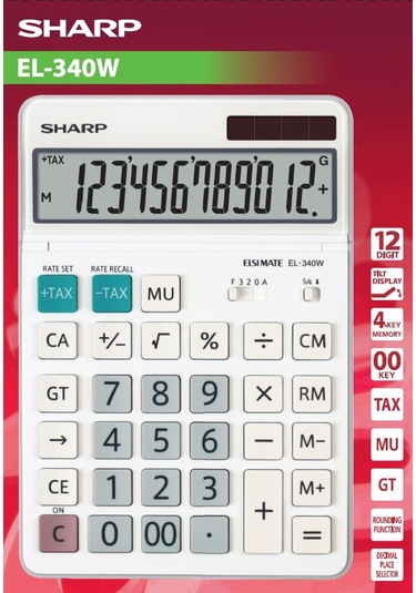 Sharp EL-340W 12 Hane Masa Üstü Hesap Makinesi
