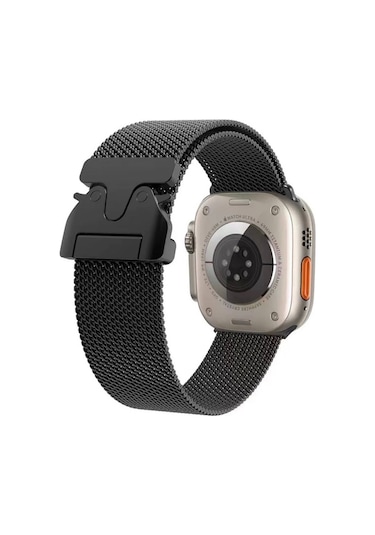 Apple Uyumlu  Watch  10 Serisi 46mm Redclick Krd-25 Metal Zarif Tasarım Hasır Kordon