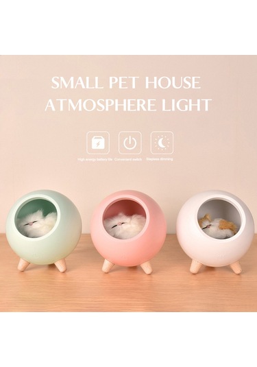 Shineyee Şarj Edilebilir Evcil Hayvan Lambası - Yatak Başı Aydınlatma, Göz Koruma, Usb Şarj, 3 Renk Seçenekli Yeşil