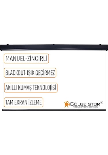 Gölge Stor Manuel HD 4K 8K Projeksiyon Perdesi 260 x 190 CM