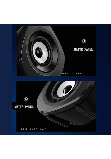 Lemestar V-119 Güncellenmiş Siyah Beyaz Rgb Işıklı Masaüstü Hoparlör - 3w Güçlü Ses, 3.5mm + Usb, Mini Taşınabilir, 2.0 Kanal, Çift Manyetik Hoparlör