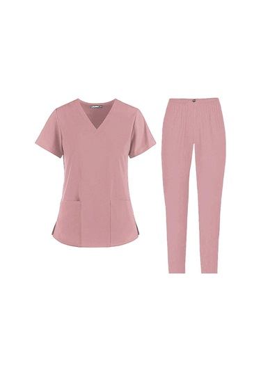Homyl Rahat Hemşirelik Ovma Seti Spa Üniformaları Xl-pembe