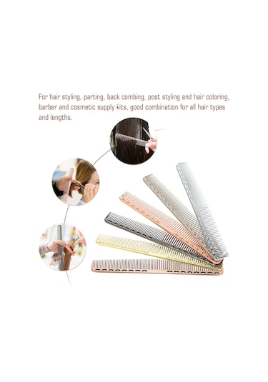 Vkemall Alüminyum Anti-statik Saç Tarakları - Saç Şekillendirme, Bölme Ve Renklendirme İçin Isı Dayanıklı Salon Tarzı