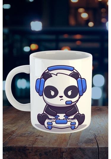 Gamer Panda Baskılı Kupa Bardak M3k878 Renkli