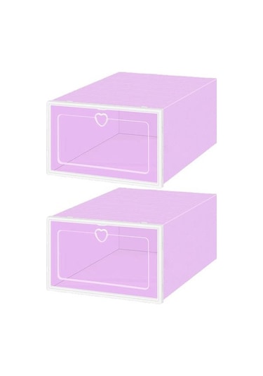 Mor 2 Adet Ayakkabı Kutusu Kalp Çekme Halkası İle Kolay Montaj Plastik Çekmece Tipi Ayakkabı Kutusu Ev Depolama Mor Mor 2 Adet Ayakkabı Kutusu Kalp Çekme Halkası İle Kolay Montaj Plastik Çekmece Tipi Ayakkabı Kutusu Ev Depolama Mor