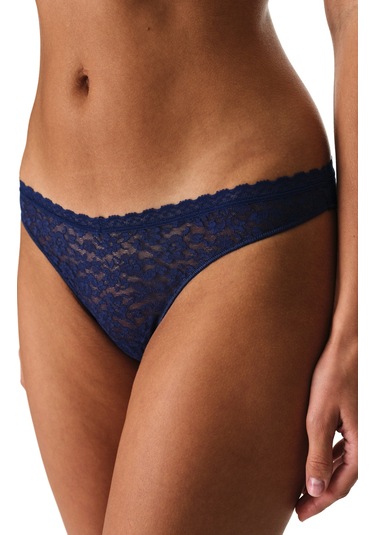 Penti Lacivert Easy Lace Dantel V Model Brazilian Külot