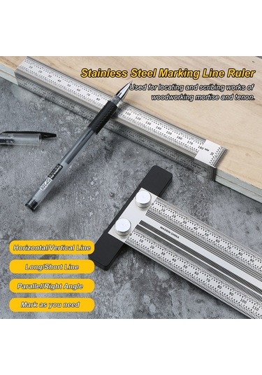 Didadodo Paslanmaz Çelik Marangoz Gönye - Düzenli Dik Açılı Hassas Ölçüm Cetveli