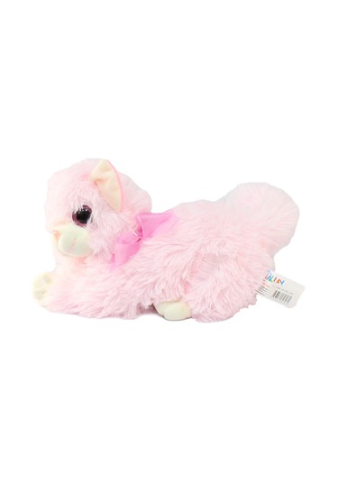 Miyavlayan Sesli Kedi Peluş Oyuncak 25 cm Pembe
