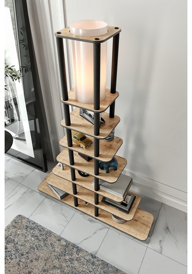 Sierras Raflı Lambader Meşe Şapka Rengi