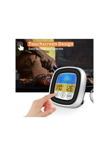 Ulzyvf Dijital Et Termometresi - Dokunmatik Ekranlı, 8 Et Türüne Özel Hassas Ölçüm, Siyah Siyah