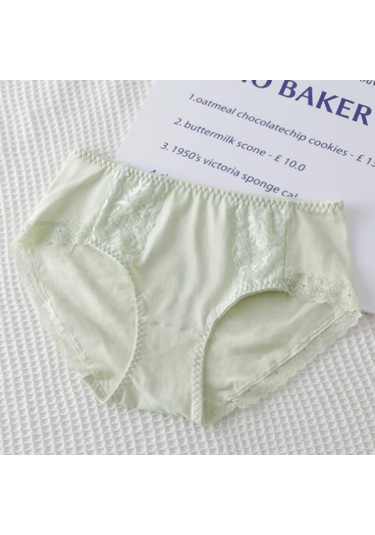 Açık Yeşil Kadınlar İçin Saf Pamuk Dikişsiz İç Giyim Antibakteriyel Nefes Rahat Düz Renk Kızlar İçin Orta Bel Üçgen Örgü Açık Yeşil