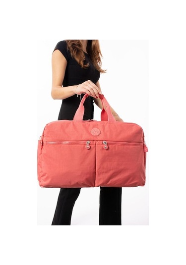 Novahub Seyehat Spor Çantası Kabin Boy Valiz 45 35 Cm Omuz Ve Çapraz Askılı Hafif Klinkır Çanta Su İtici Turuncu Turuncu