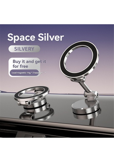 Youtek Alüminyum Araç Navigasyon Tutucu: 360 Döner, Güçlü Mıknatıs, Evrensel Telefon Uyumlu, Kontrol Paneli Uygulamalı Gümüş