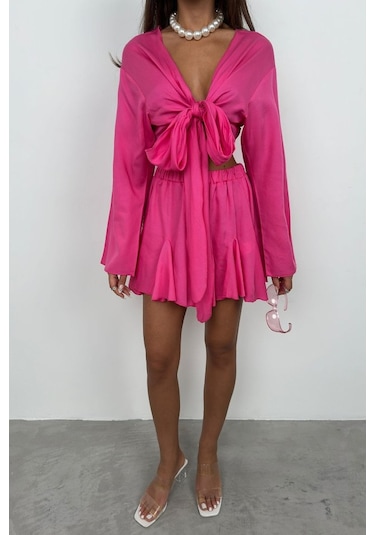 The İstanbul Bel Lastikli Kiloş Etek FUŞYA