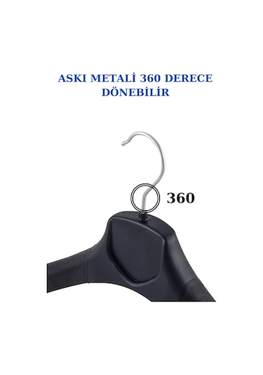 5 Adet Plastik Yüksek Kalite Ceket Askısı Elbise Askısı Siyah