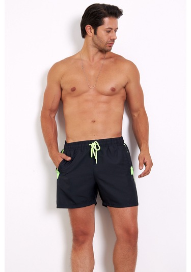 Enrico Ferry Erkek Lacivert Cepli Hızlı Kuruyan Deniz Şortu 2512l