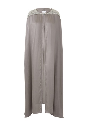 Leem Süslü Omuzlu Kaftan - Şıklığın Adresi Gri