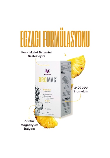 Vitisfera Bromag Bromelain Magnezyum Kompleks Vitamin B6 60 Tablet