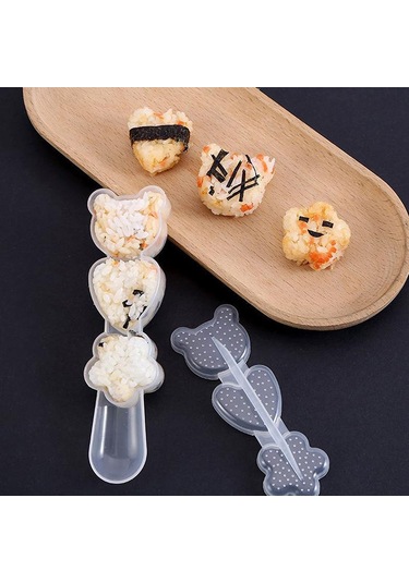 Karikatür Şekli Pirinç Topu Seti Suşi Rulo Suşi Kalıp Pirinç Topu Pirinç Topu Bento Basın Kalıp Japon Dıy Araçları Mutfak Aksesuarları Şeffaf