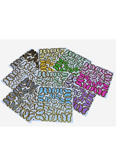 Sticker Plastik Kelebek 21li Tek Mavi-beyaz Mavi-beyaz