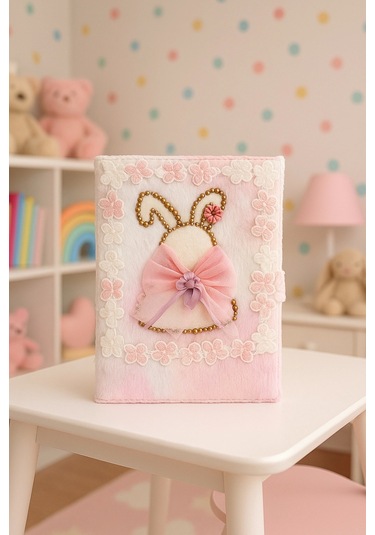 Çocuk Peluşlu Anı Defteri 80 Yaprak İthal Ürün Tavşan Çok Renkli